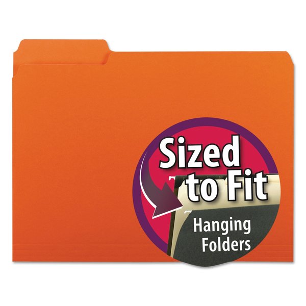 Smead Interior File Folders, 1/3-Cut Tabs, Letter Size, Orange, PK100 10259